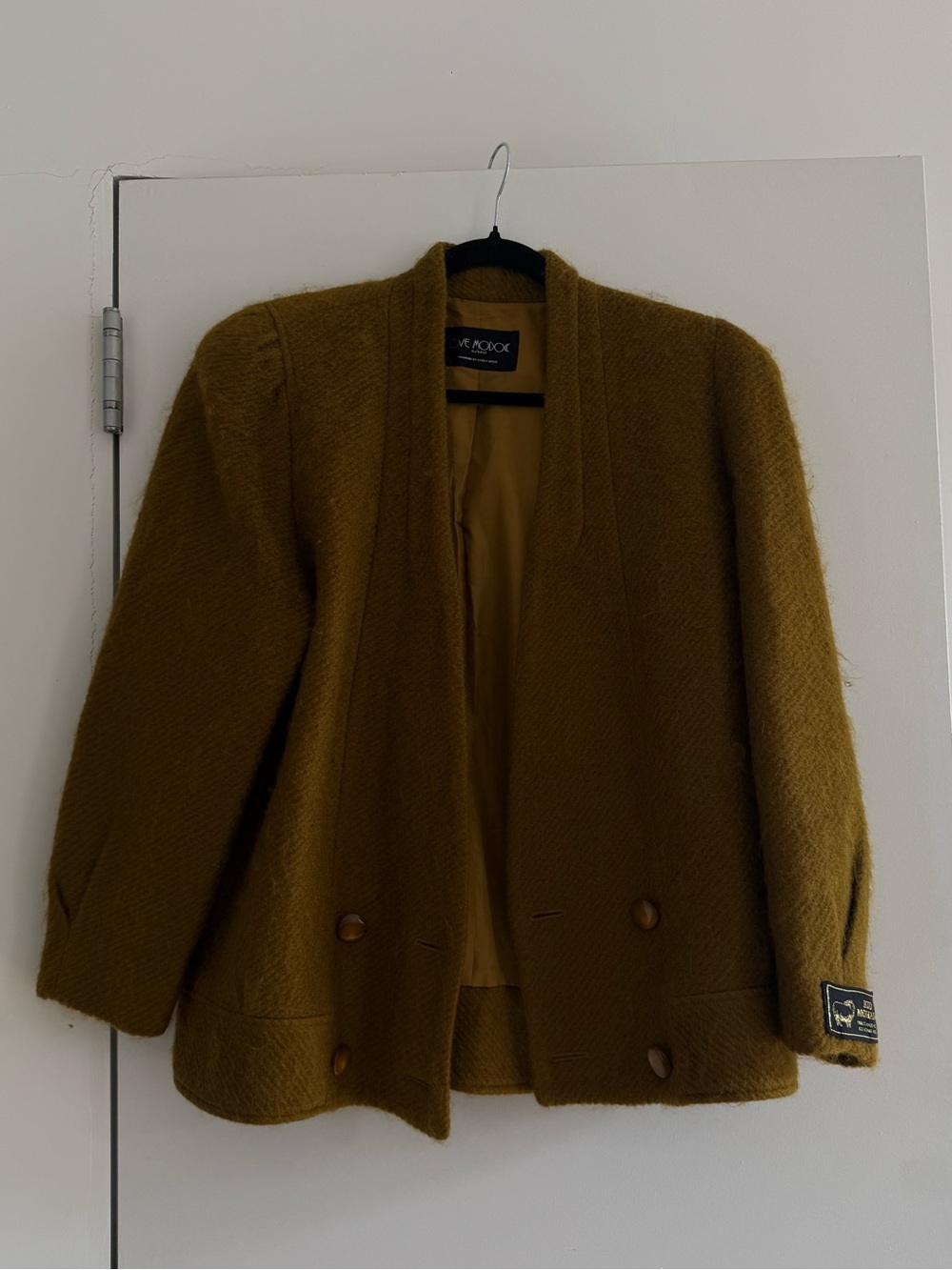 Vintage Olive Wool Open Front Jacket